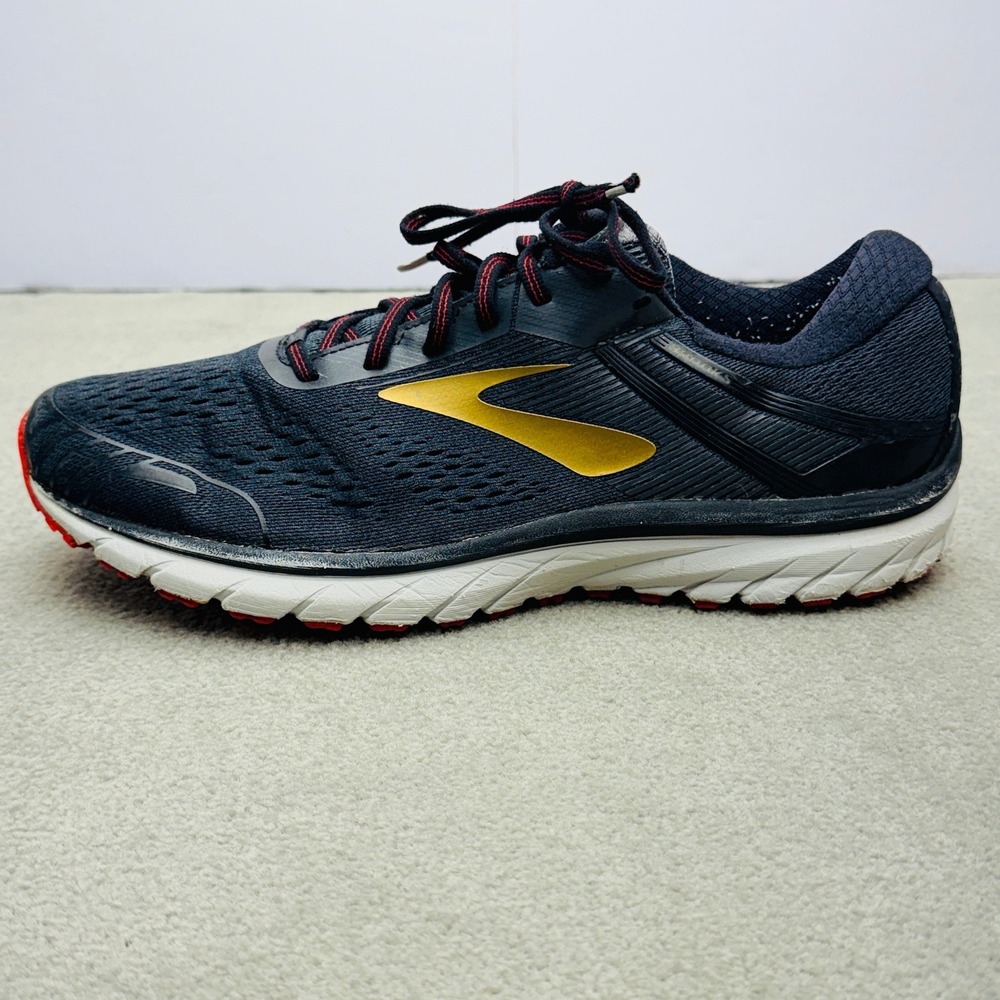 Brooks Adrenaline GTS 18 Mens Running Shoes Navy Blue Red Gold Stability Sneaker